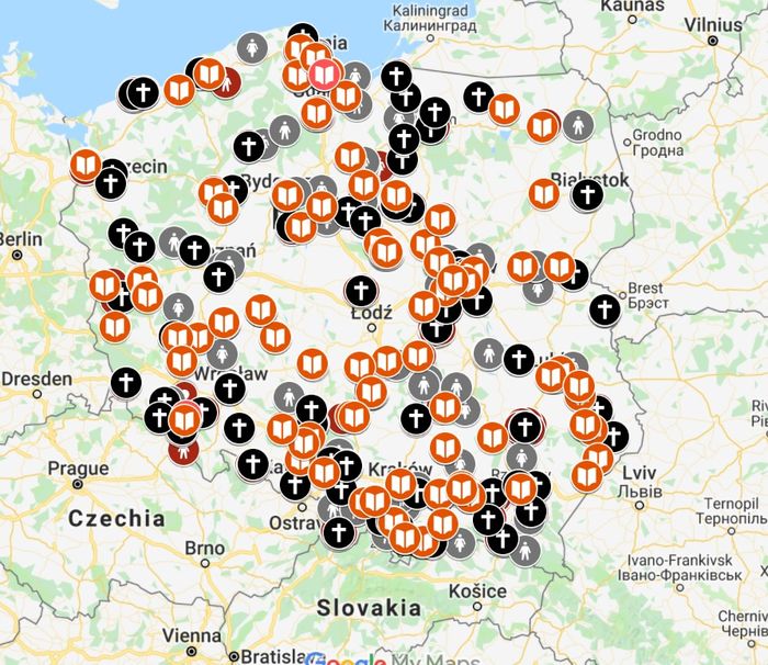 Map Of Churches In Poland Maps For You   3174 L